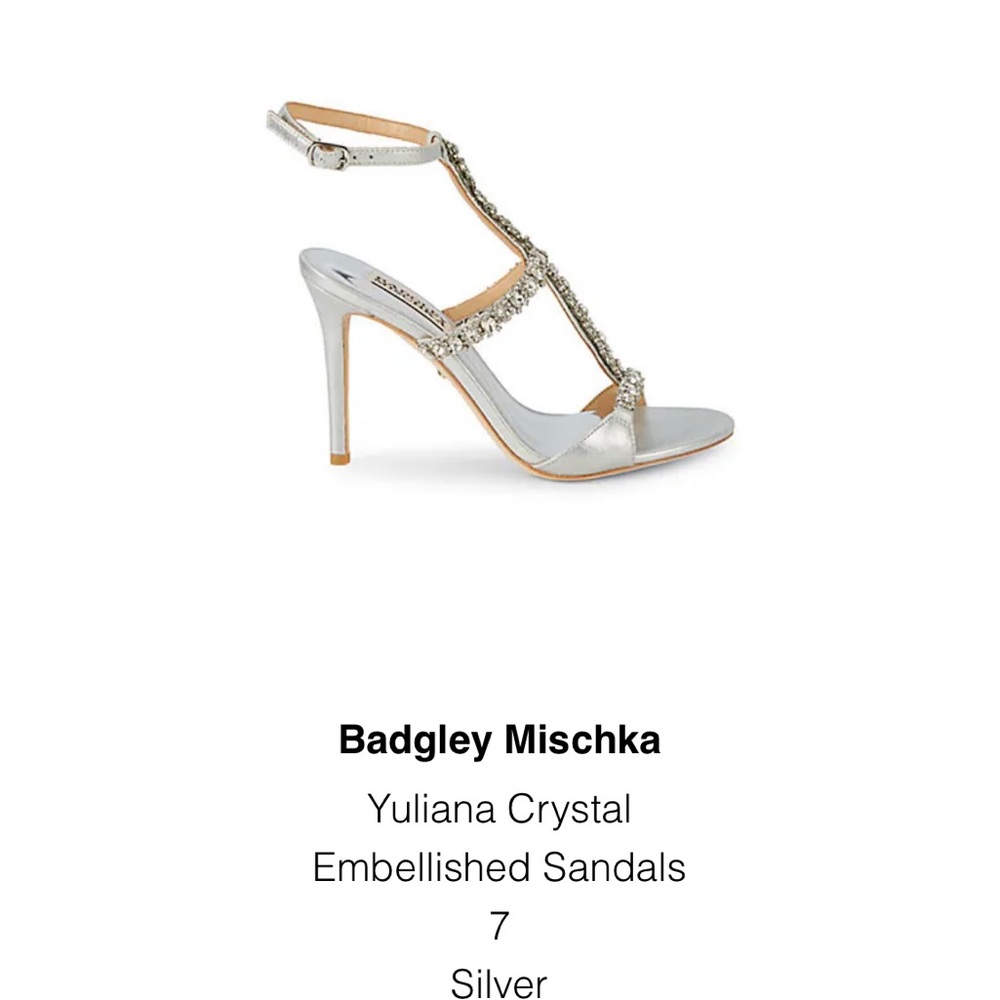 BADGLEY MISCHKA YULIANA CRYSTAL EMBELLISHED HEELS (SILVER)